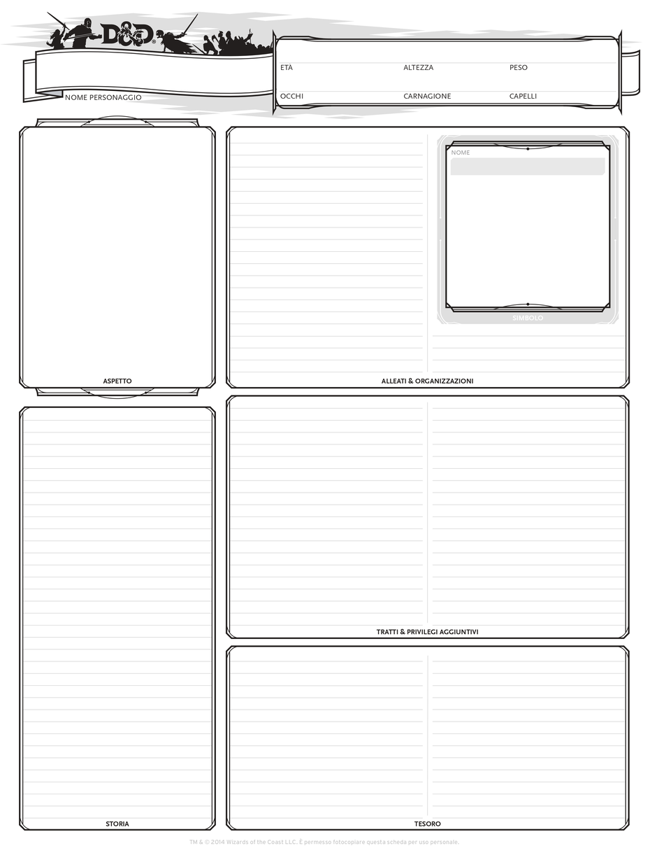 Scheda D&D – Pagina 2