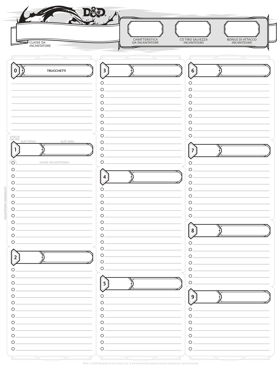 Scheda D&D – Pagina 3